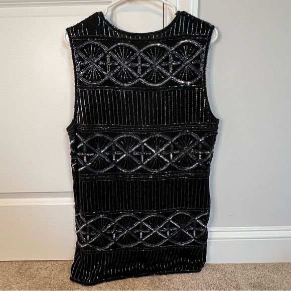 Mary McFadden Pure Silk Polyester Tunic Hand Beaded Dress Vintage 1980’s Women M - Picture 3 of 6